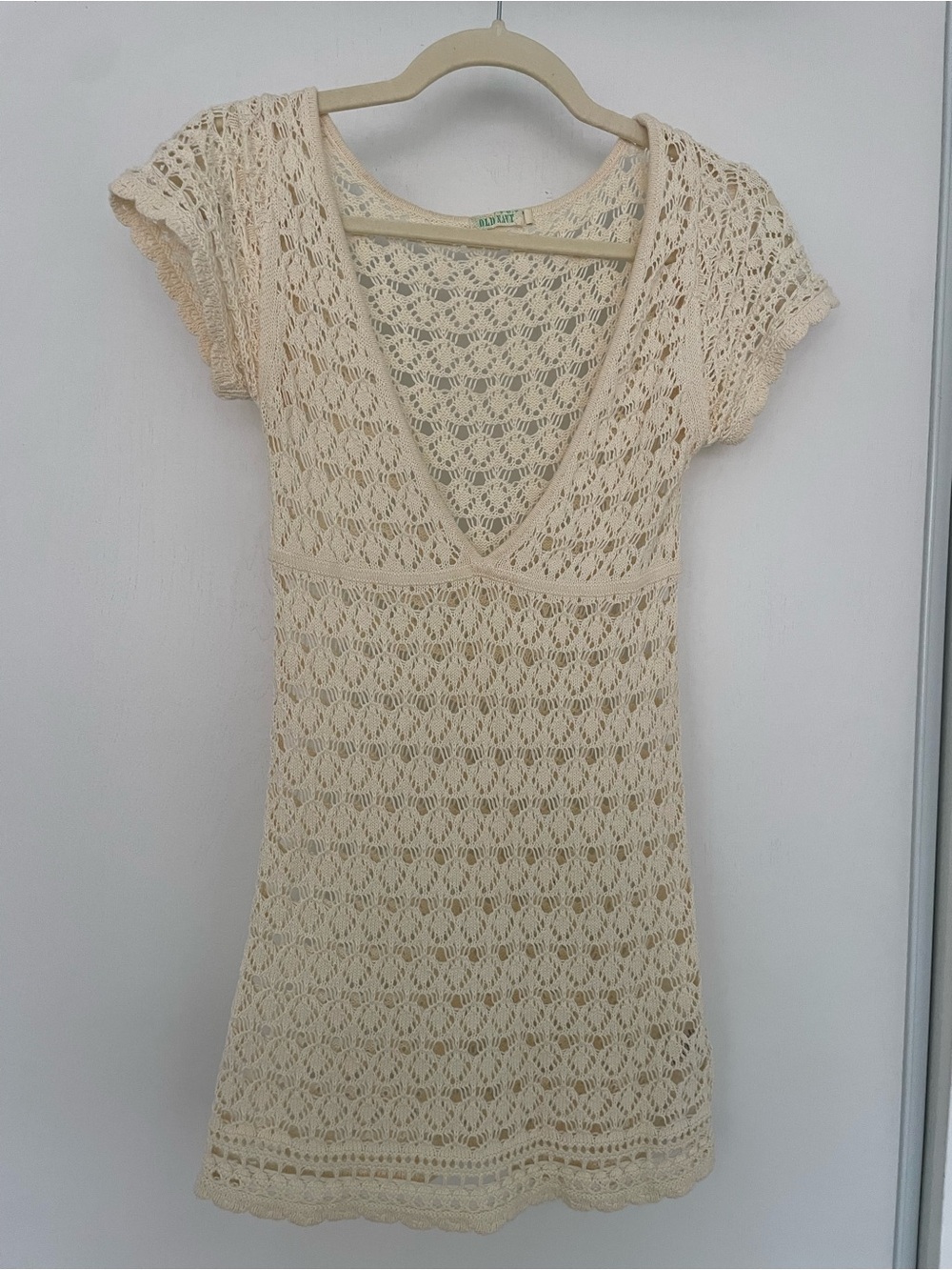 Vintage beige Crochet Swim Cover-Up Dress - Women Swim